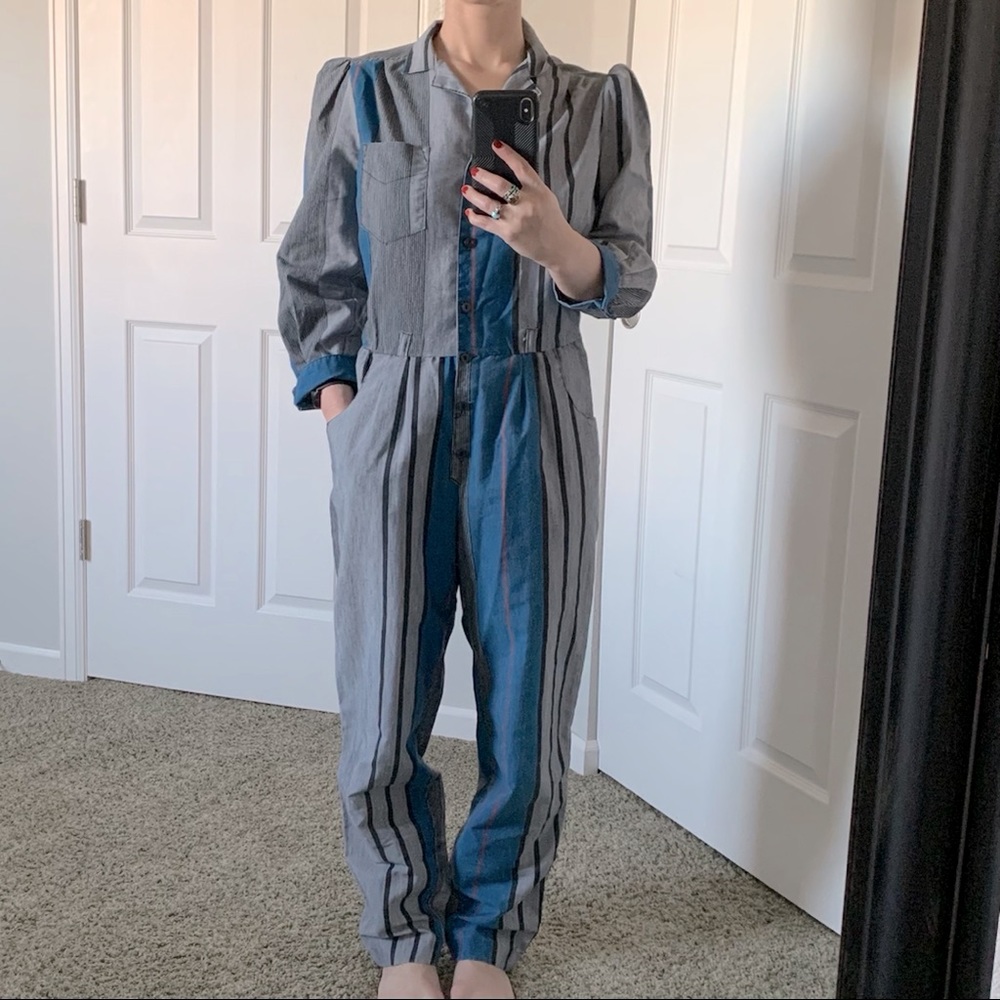 Annie Rose Vintage Stripped Jumpsuit/ Jumper - Picture 1 of 5